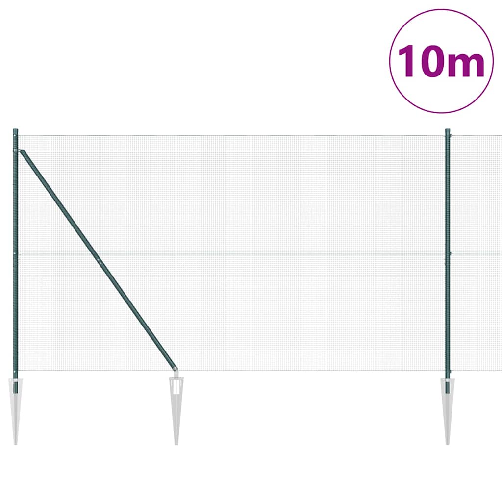 Vidaxl afrasteringspaal groen 10 x 1,5 m (12 x 12 mm gaas) staal