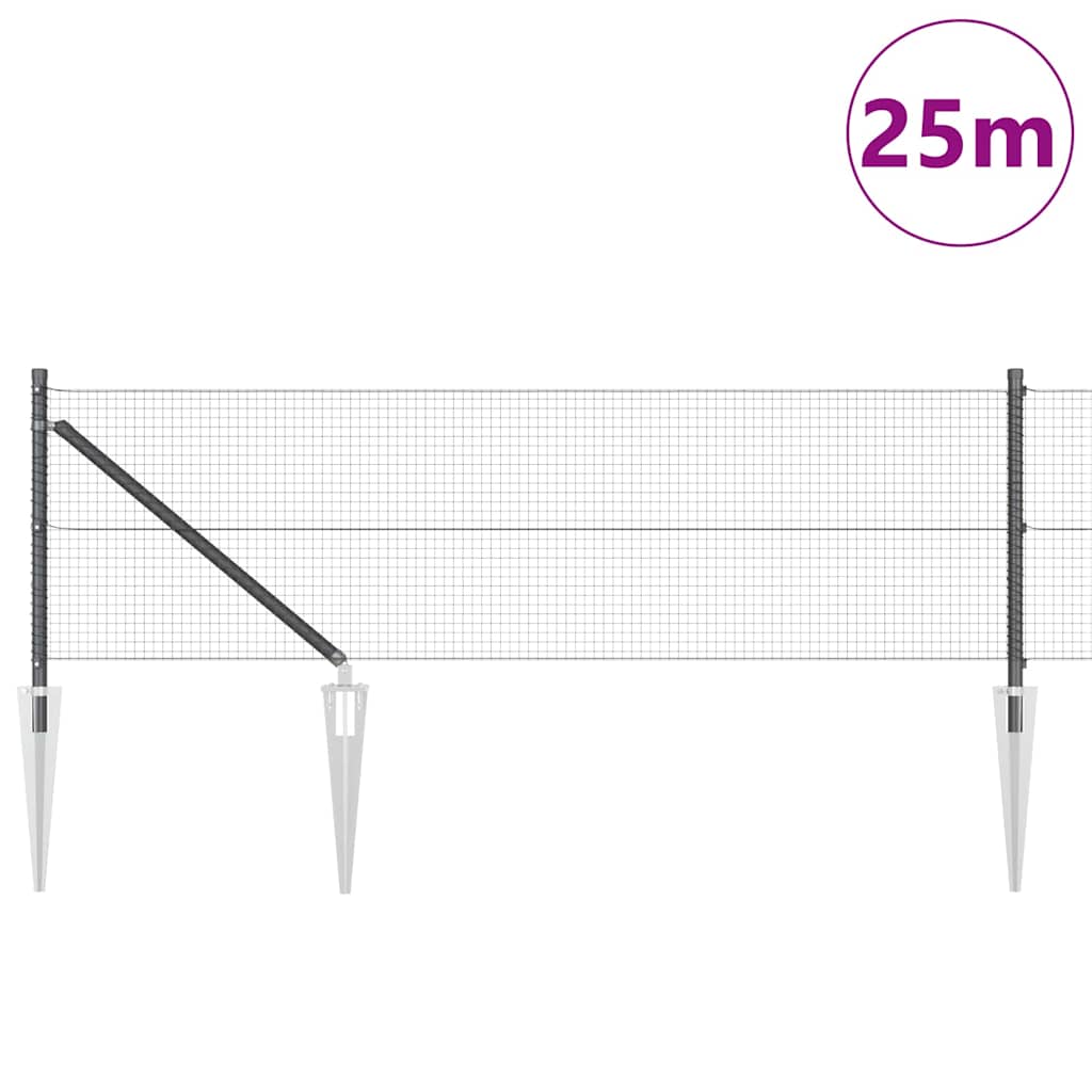 Vidaxl afrasteringspaal grijs 25 x 0,6 m (19 x 19 mm gaas)