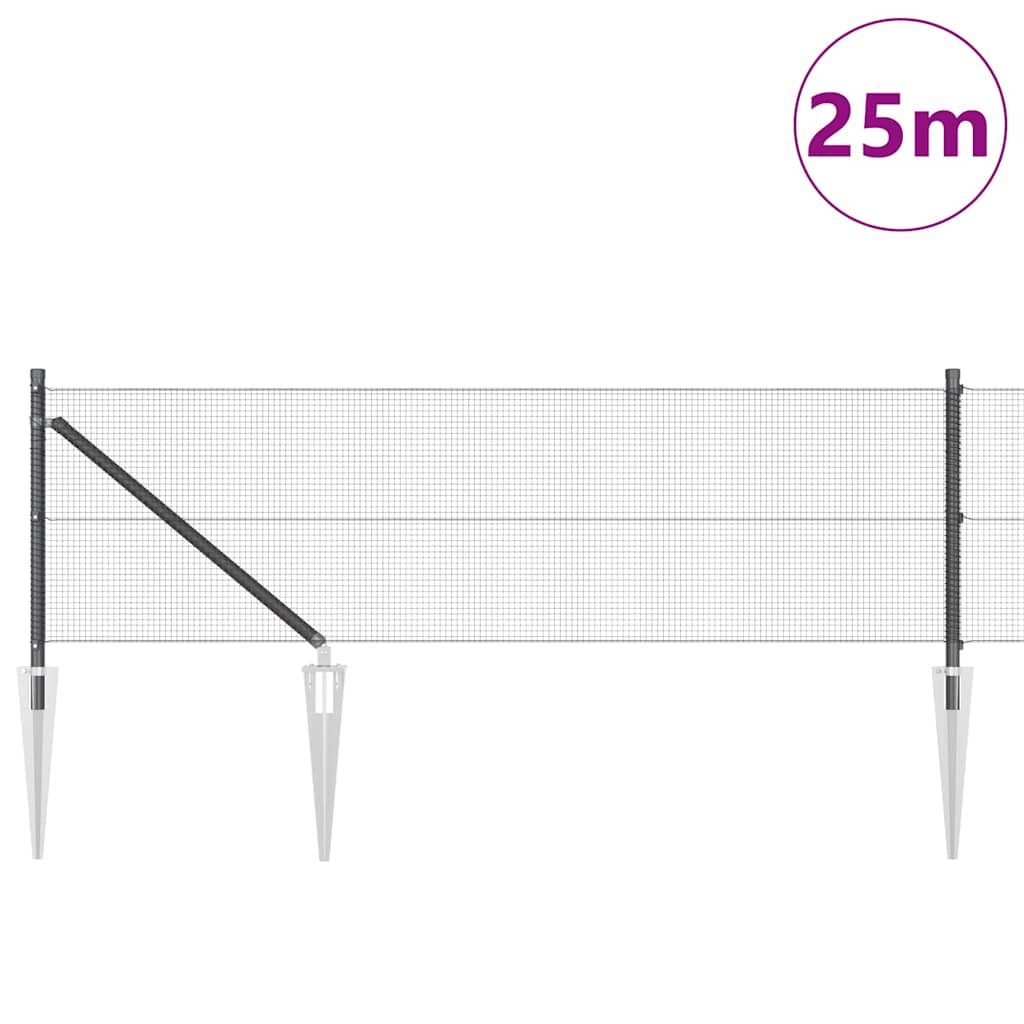 Vidaxl afrasteringspaal grijs 25 x 0,8 m (12 x 12 mm gaas)