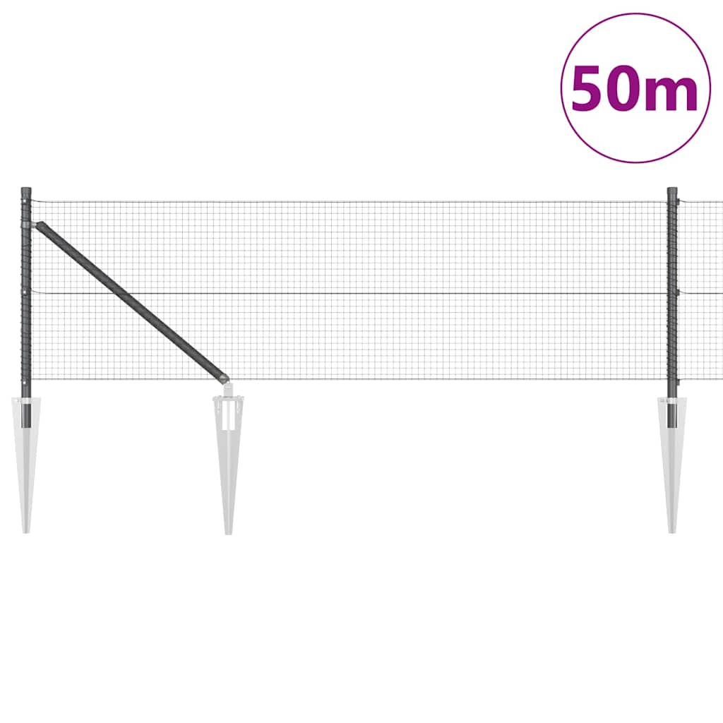 Vidaxl afrasteringspaal grijs 50 x 0,5 m (19 x 19 mm gaas)
