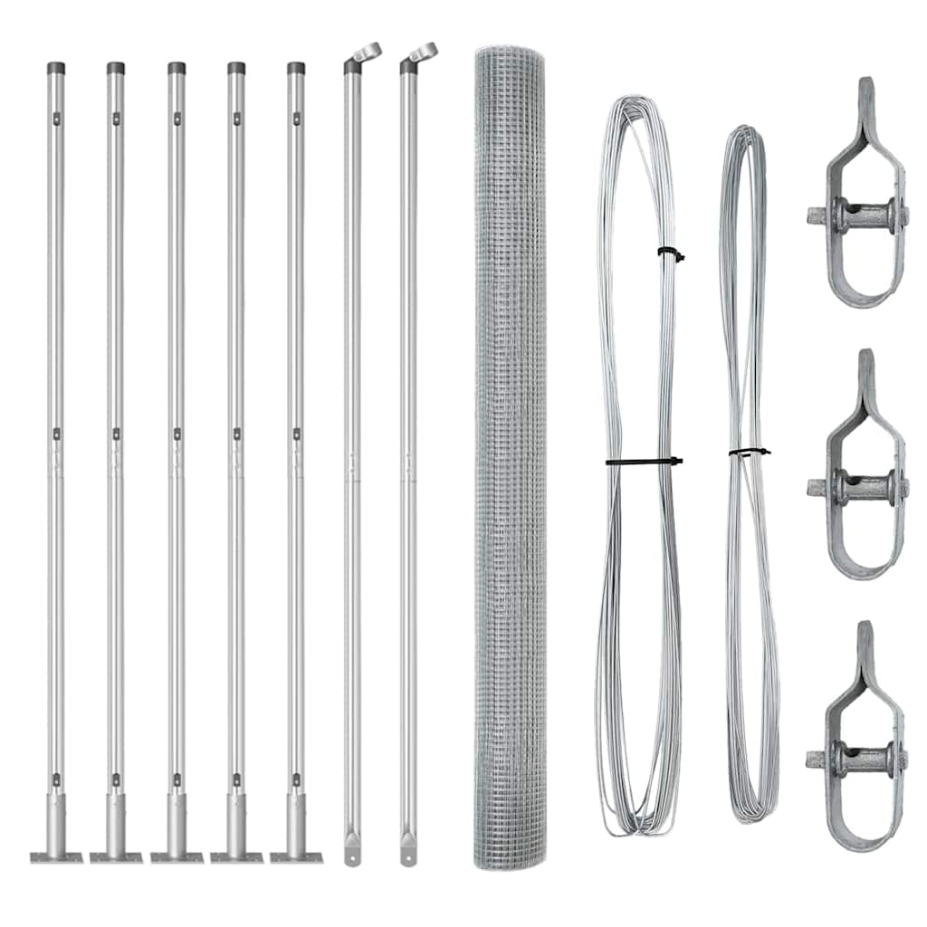 Vidaxl afrasteringspaal zilver 10 x 1,6 m (12 x 12 mm gaas) staal