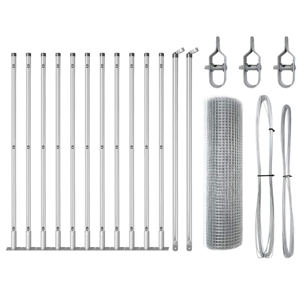 Vidaxl afrasteringspaal zilver 25 x 0,4 m (19 x 19 mm gaas) staal