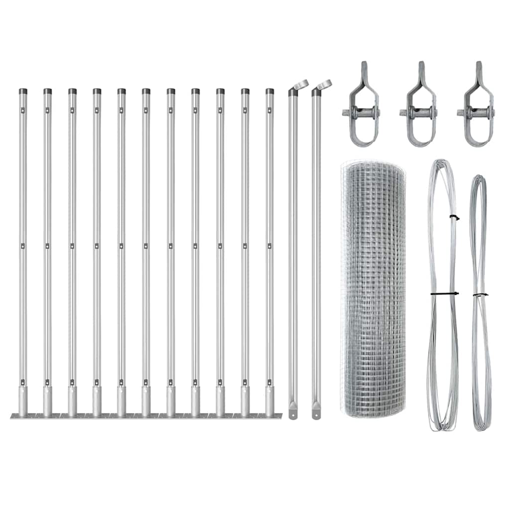 Vidaxl afrasteringspaal zilver 25 x 0,4 m (19 x 19 mm gaas) staal