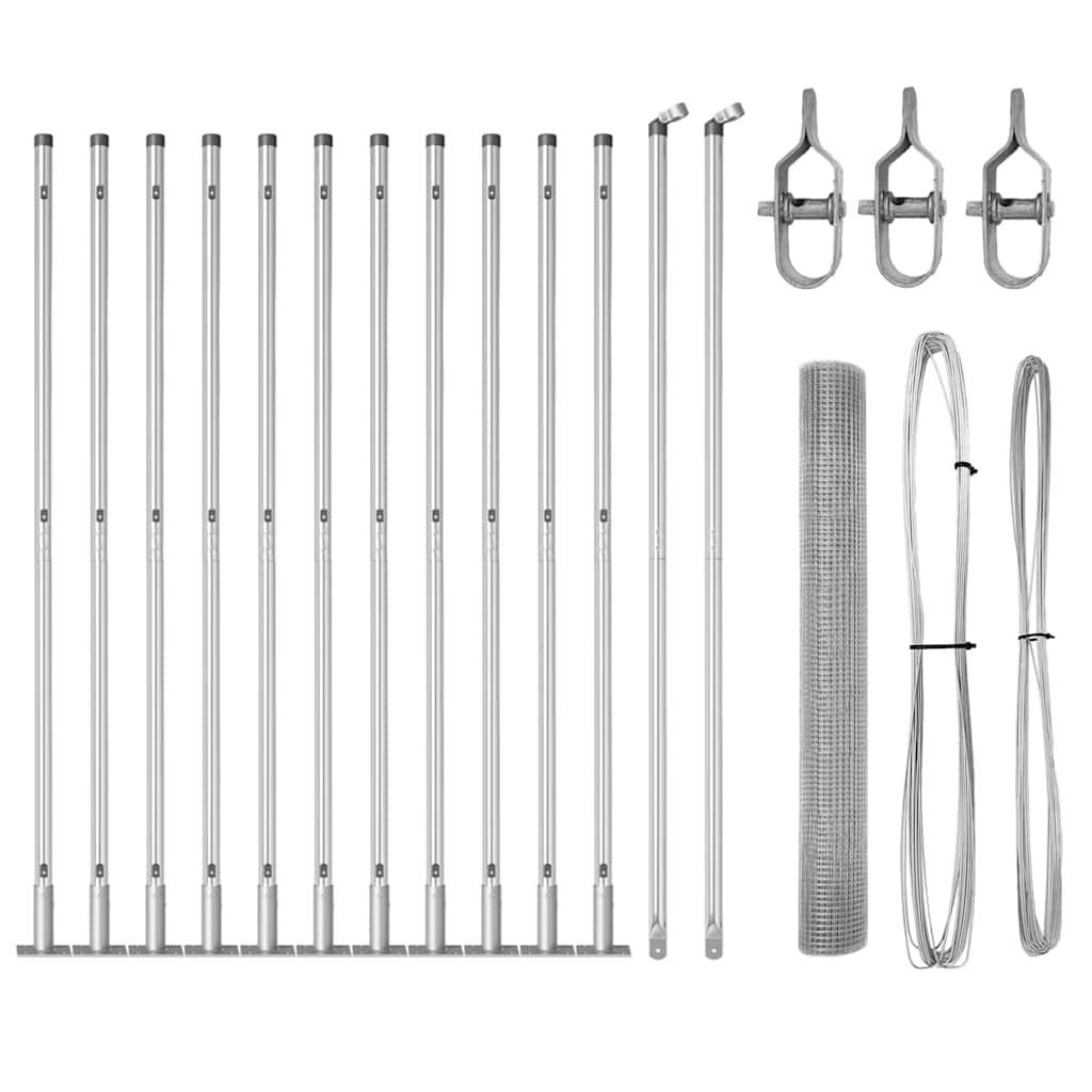 Vidaxl afrasteringspaal zilver 25 x 1,2 m (19 x 19 mm gaas) staal