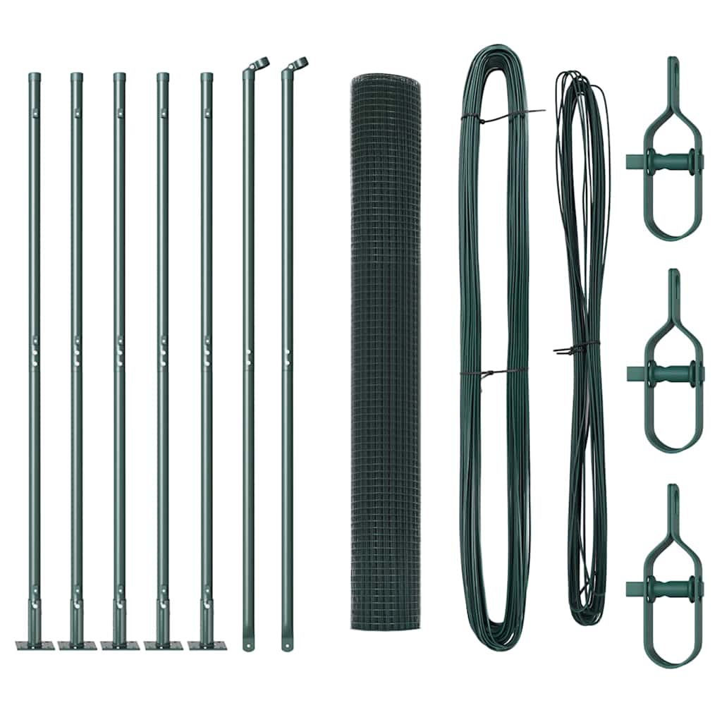Vidaxl afrasteringspaal groen 10 x 1 m (25 x 25 mm gaas) staal