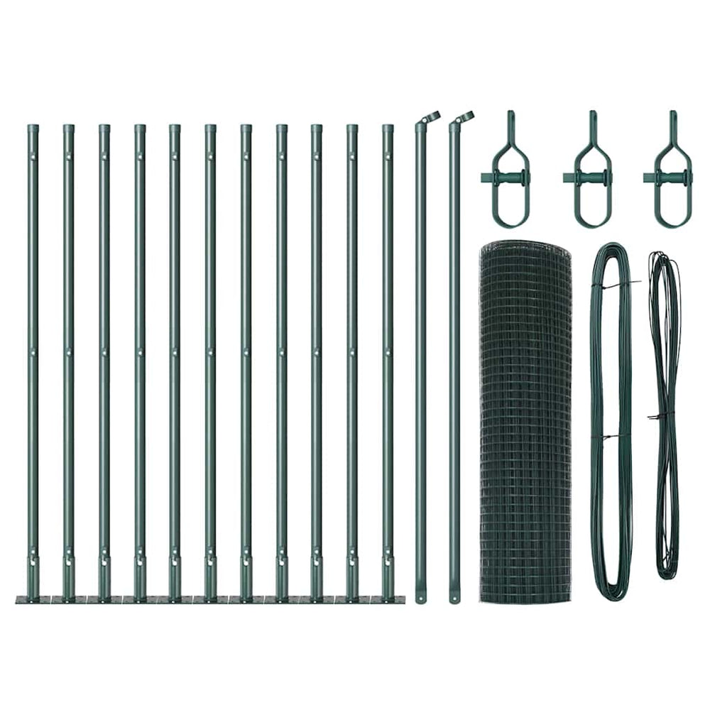 Vidaxl afrasteringspaal groen 25 x 0,5 m (16 x 16 mm gaas) staal