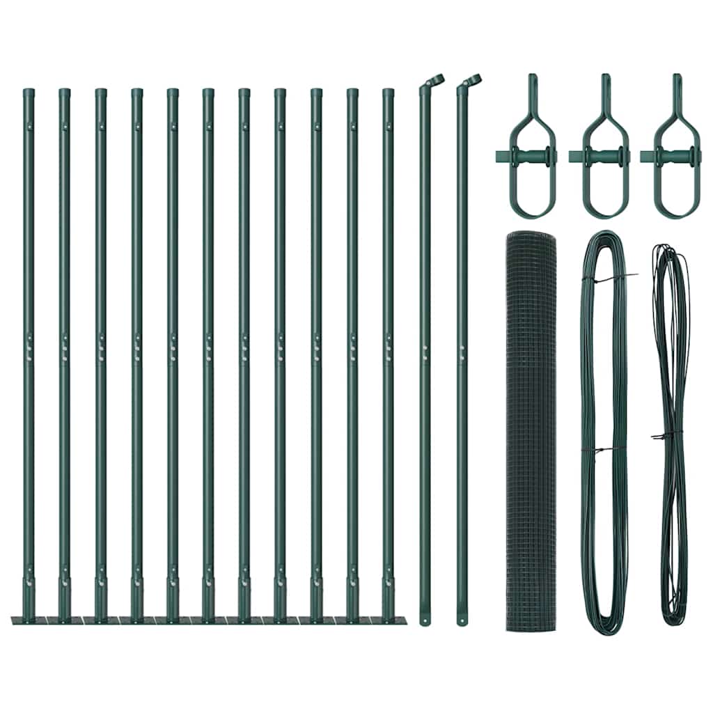 Vidaxl afrasteringspaal groen 25 x 1 m (19 x 19 mm gaas) staal