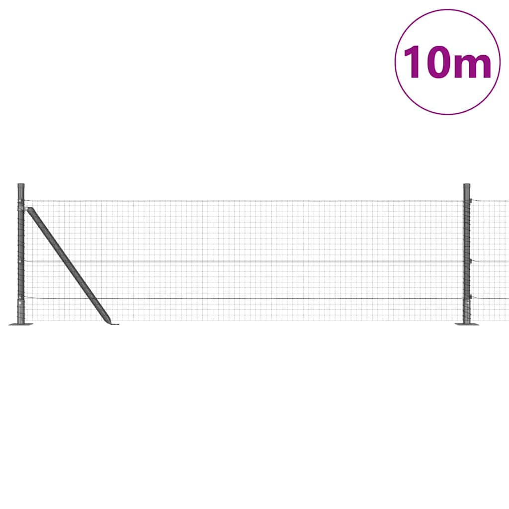 Vidaxl afrasteringspaal grijs 10 x 0,5 m (25 x 25 mm gaas) staal
