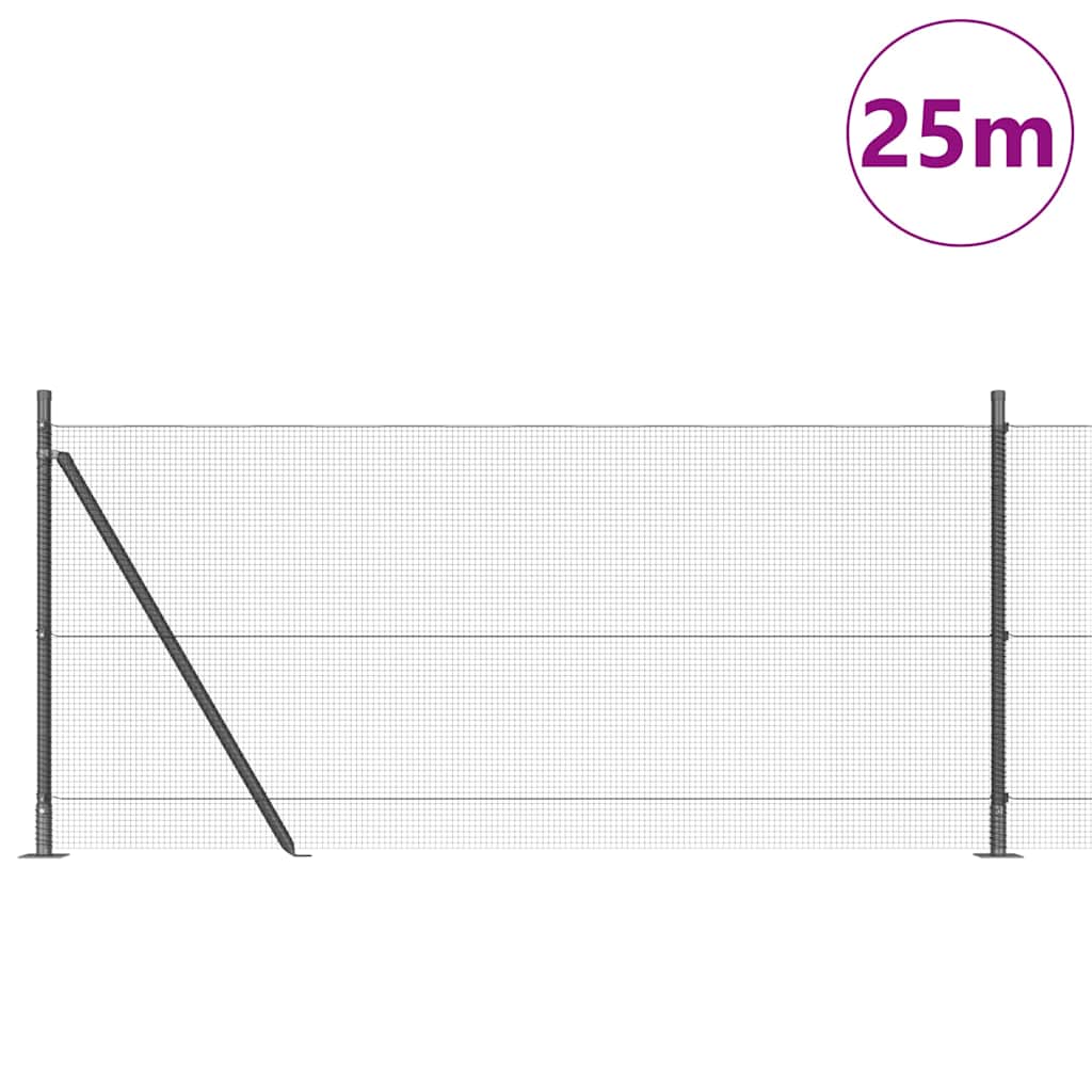 Vidaxl afrasteringspaal grijs 25 x 1 m (12 x 12 mm gaas) staal