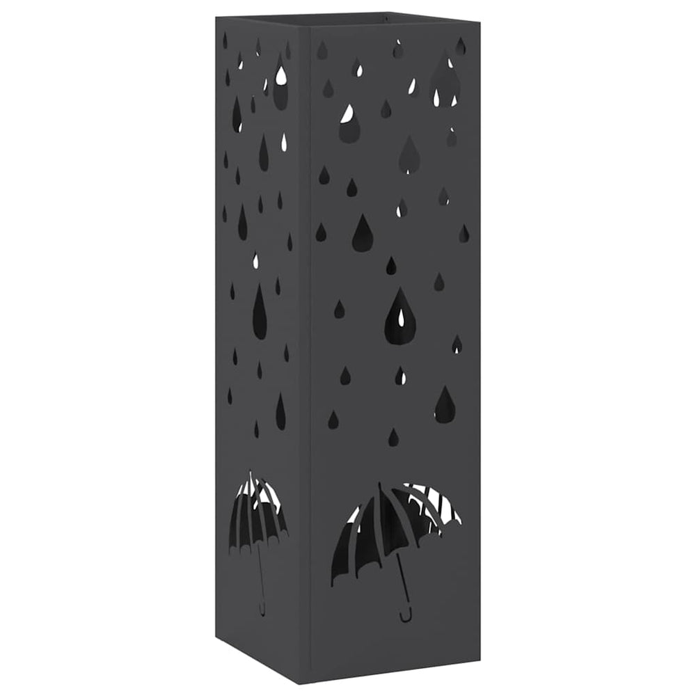 Vidaxl paraplu standaard met opslag zwart 15,5 x 15,5 x 49 cm metaal