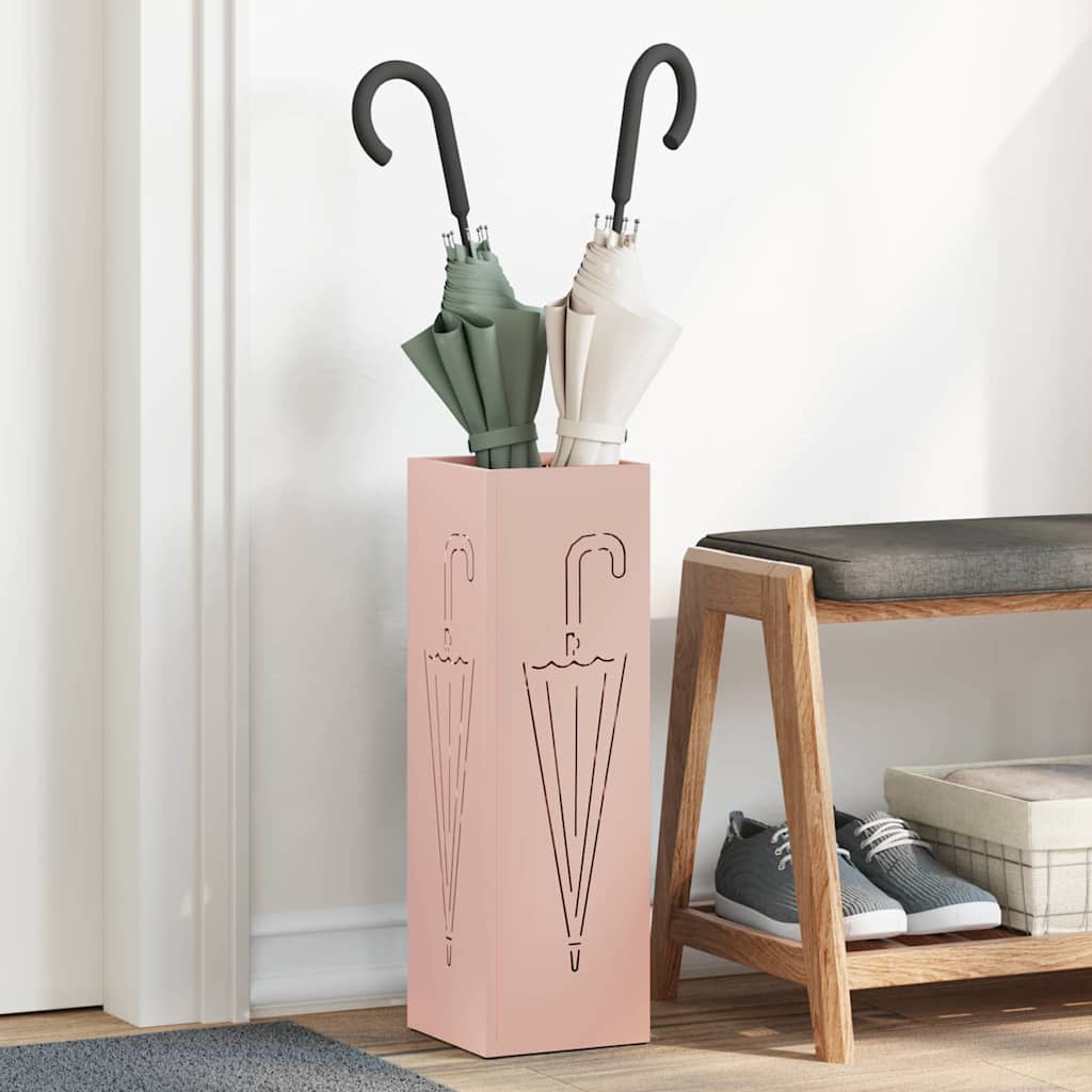 Vidaxl paraplu standaard met opslag roze 15,5 x 15,5 x 49 cm metaal