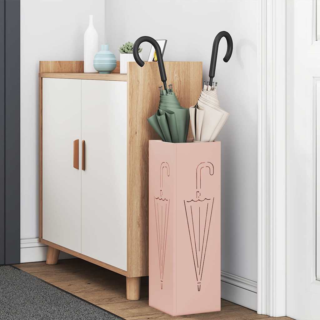 Vidaxl paraplu standaard met opslag roze 15,5 x 15,5 x 49 cm metaal
