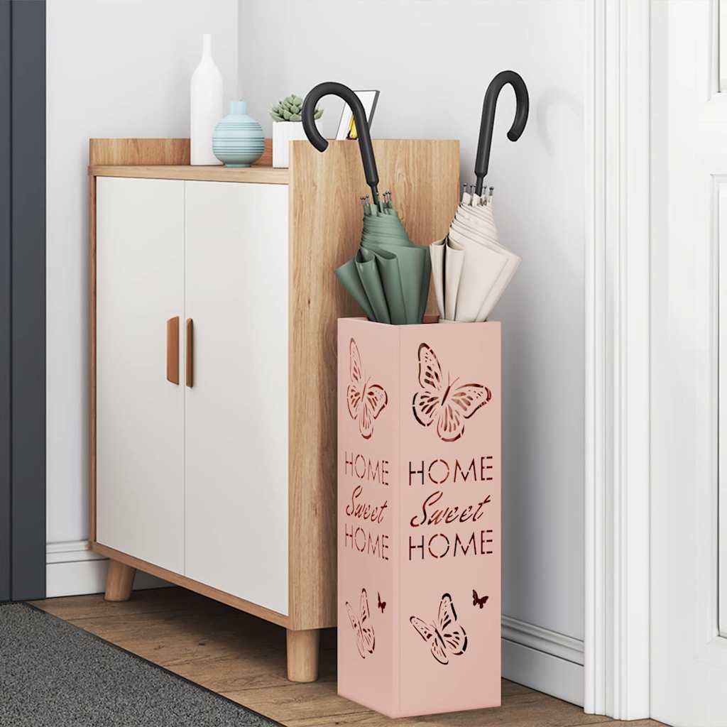 Vidaxl paraplu standaard met opslag roze 15,5 x 15,5 x 49 cm metaal