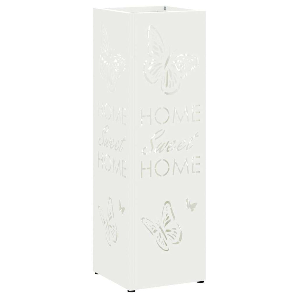 Vidaxl paraplu standaard met opslag wit 15,5 x 15,5 x 49 cm metaal