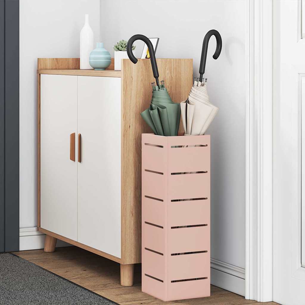 Vidaxl paraplu standaard met opslag roze 15,5 x 15,5 x 49 cm metaal
