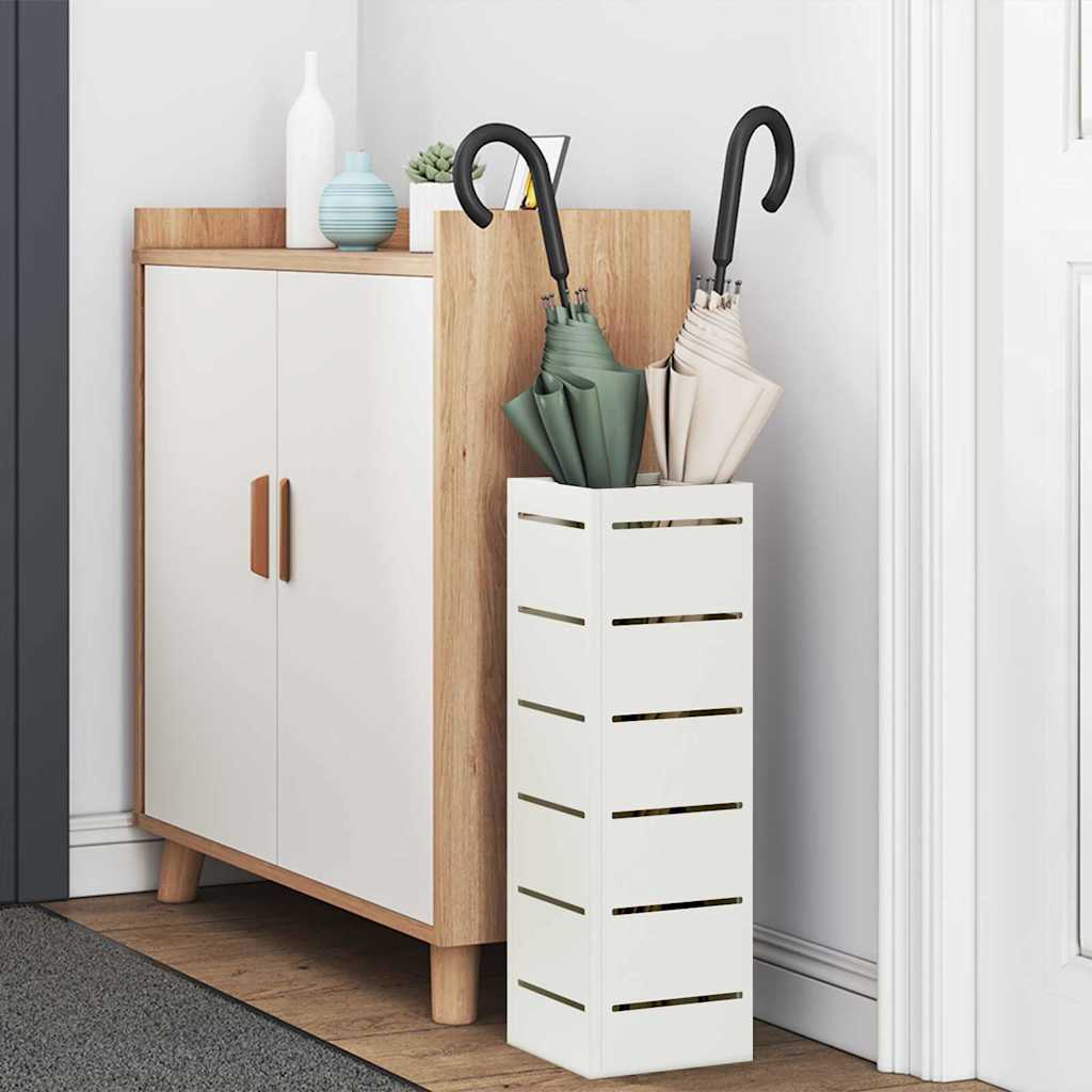 Vidaxl paraplu standaard met opslag wit 15,5 x 15,5 x 49 cm staal