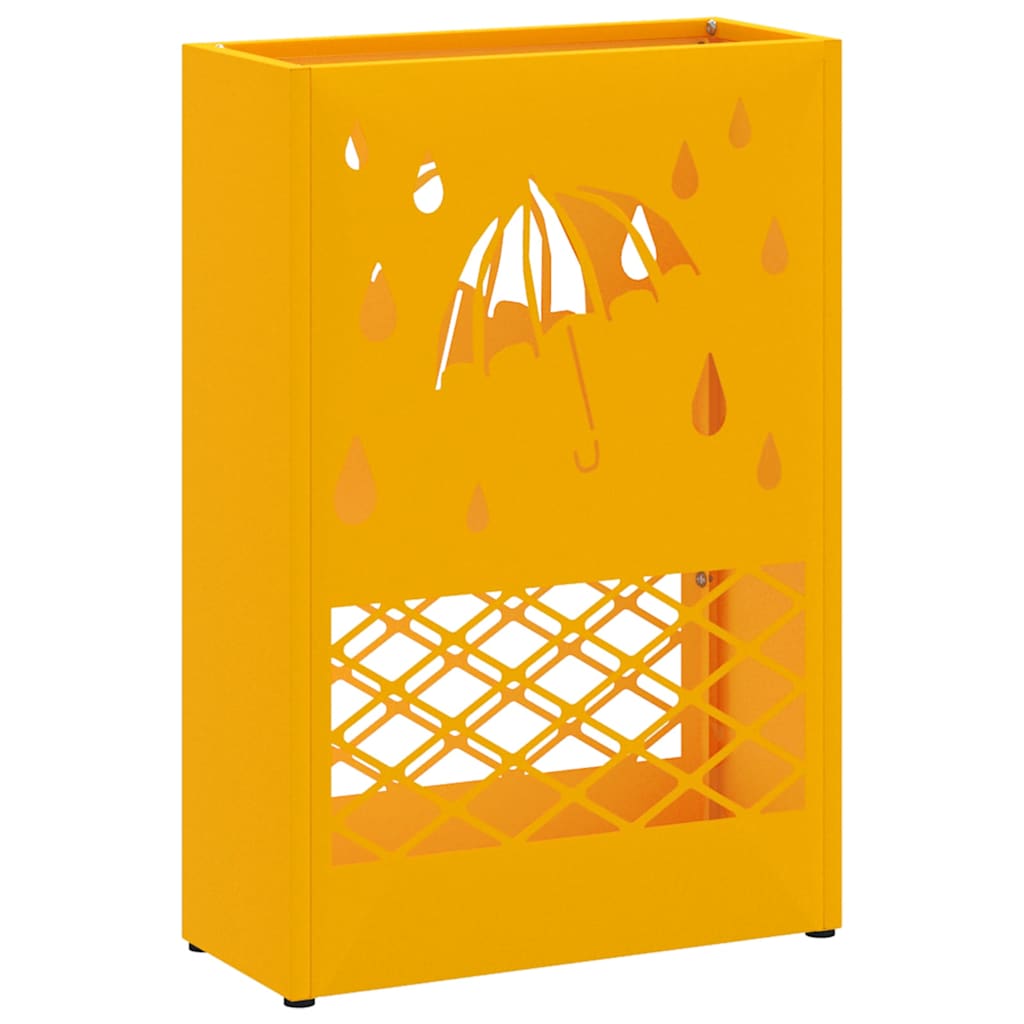 Vidaxl paraplu standaard mosterdgeel 28 x 12 x 41 cm staal