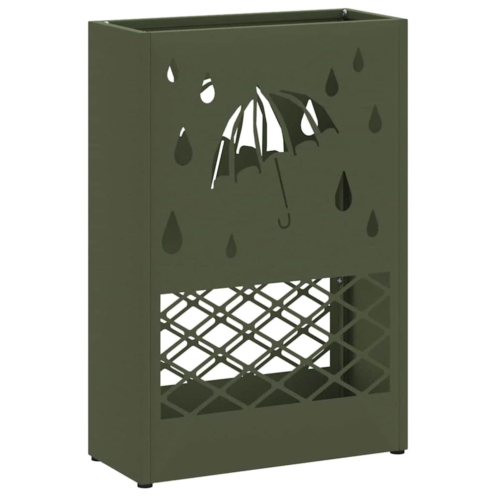 Vidaxl paraplu standaard olijfgroen 28 x 12 x 41 cm staal