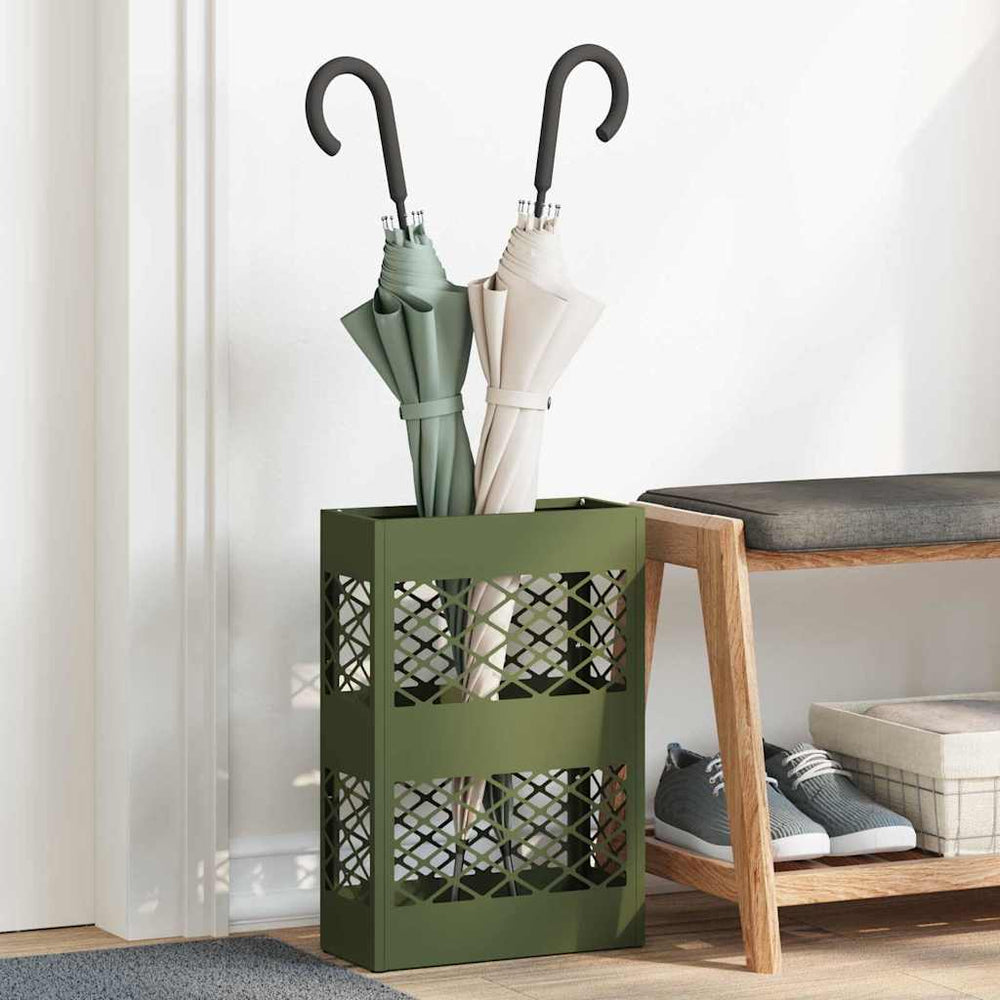 Vidaxl paraplu standaard olijfgroen 28 x 12 x 41 cm staal