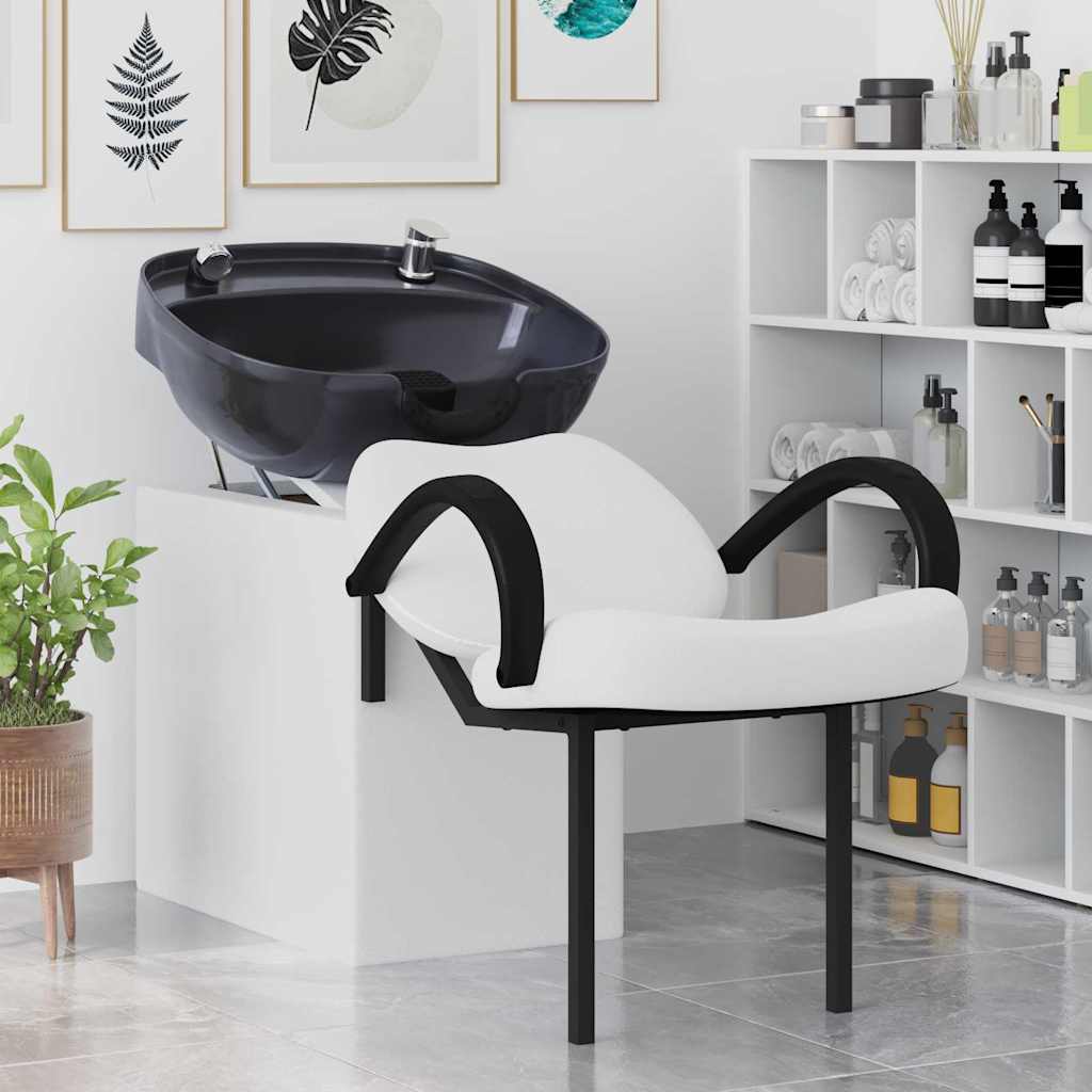 Vidaxl shampoo stoel wit en zwart 63 x 141 x 92 cm pvc