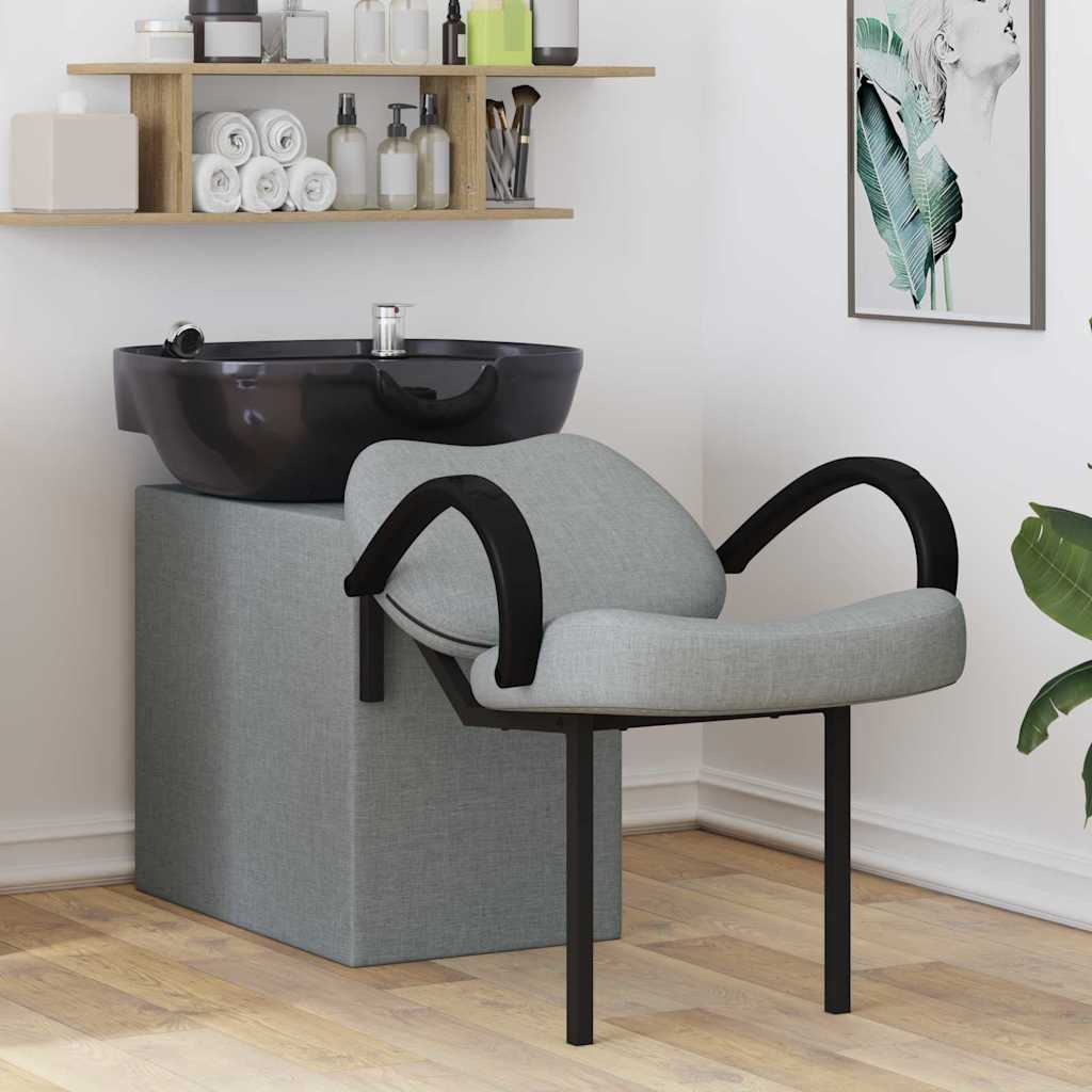 Vidaxl shampoo stoel lichtgrijs en zwart 63 x 141 x 92 cm stof