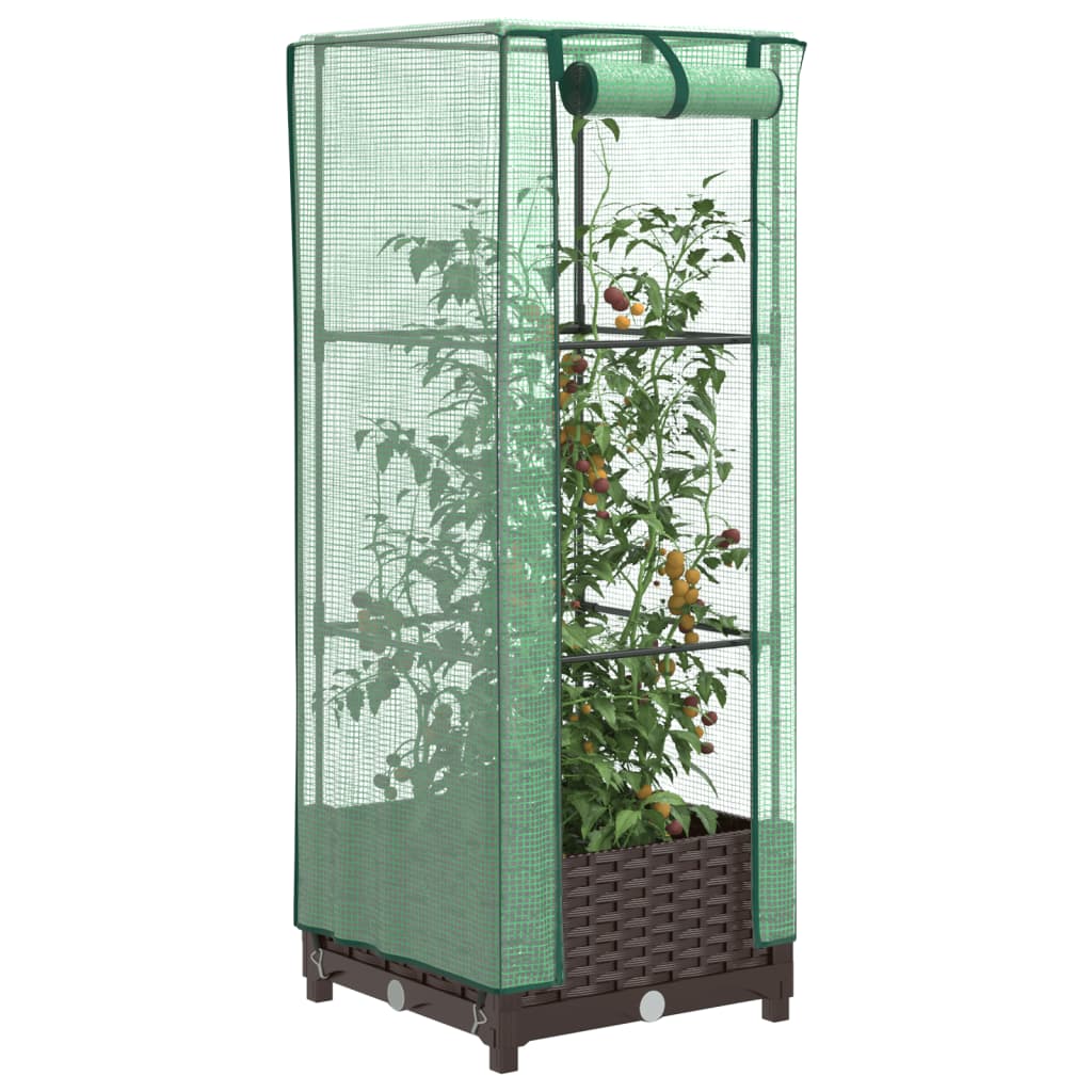 VidaXL Plantenbak verhoogd met kashoes 40x40x123 cm rotanlook