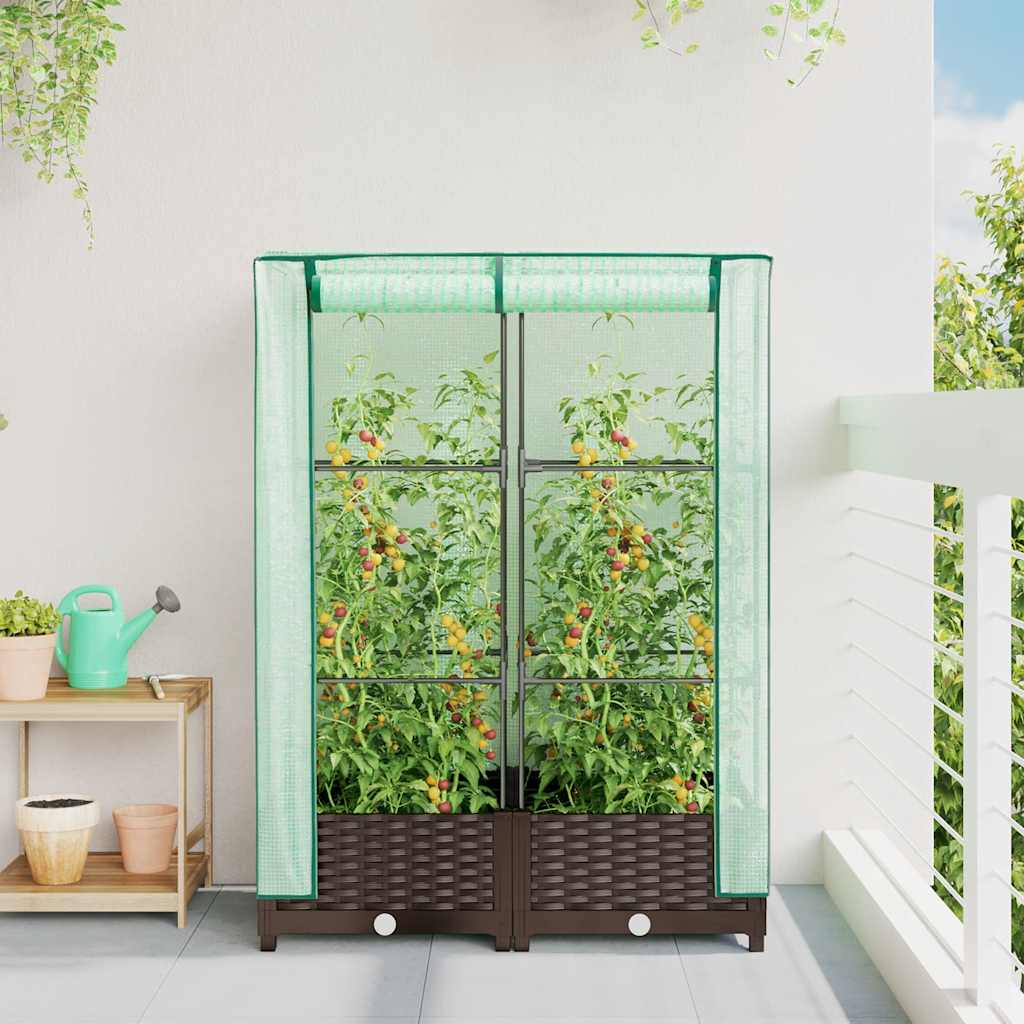 Vidaxl plantenbak verhoogd met kashoes 80x40x123 cm rotanlook