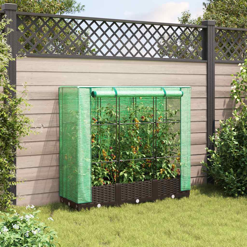 VidaXL Plantenbak verhoogd met kashoes 120x40x123 cm rotanlook