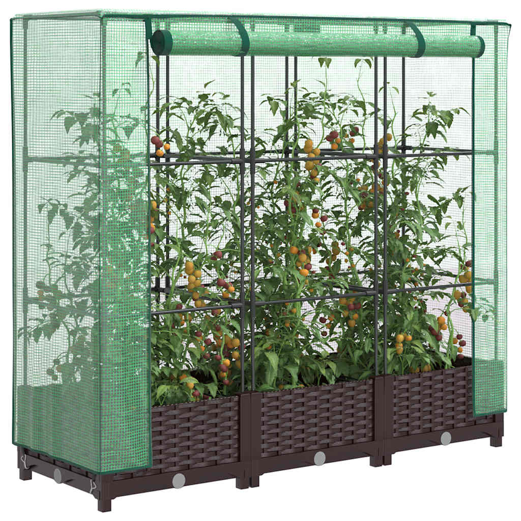 VidaXL Plantenbak verhoogd met kashoes 120x40x123 cm rotanlook