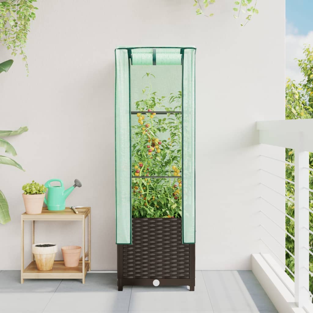 Vidaxl plantenbak verhoogd met kashoes 40x40x139 cm rotanlook