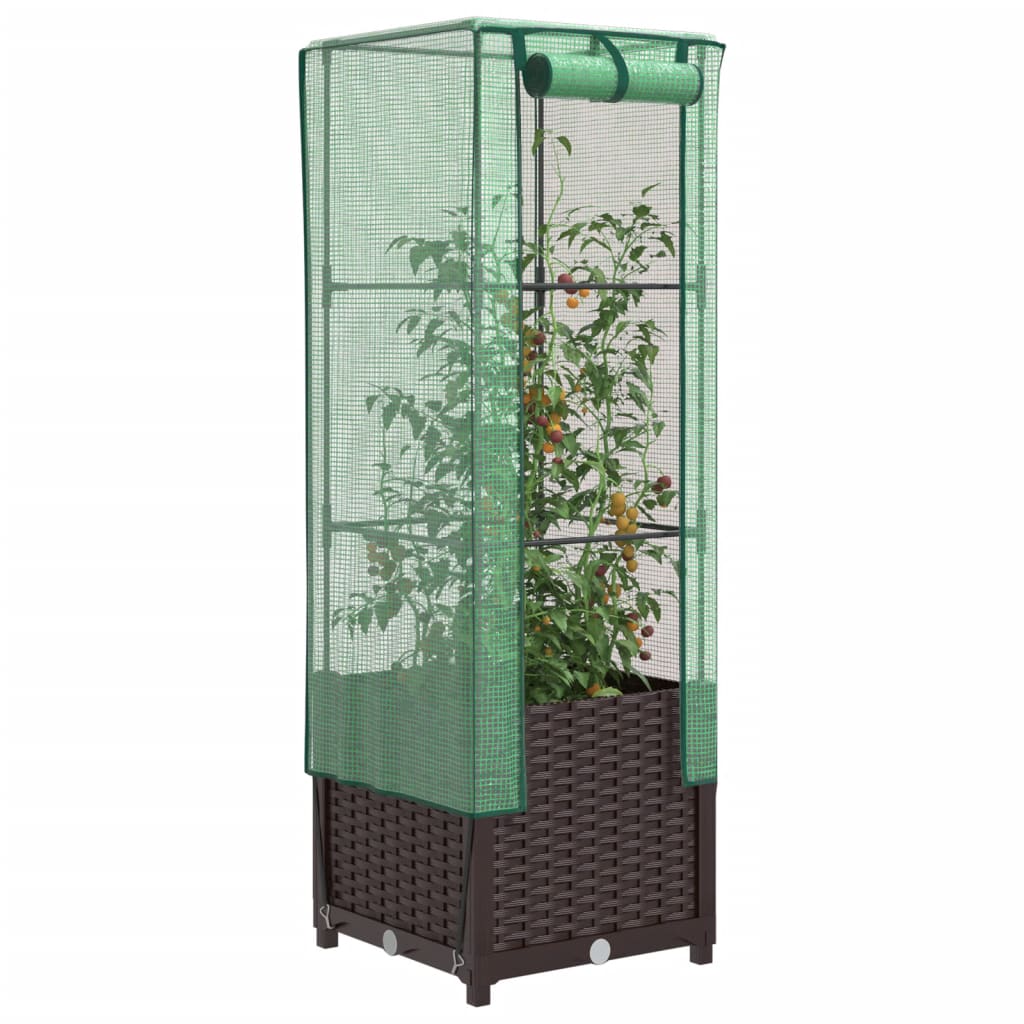 Vidaxl plantenbak verhoogd met kashoes 40x40x139 cm rotanlook