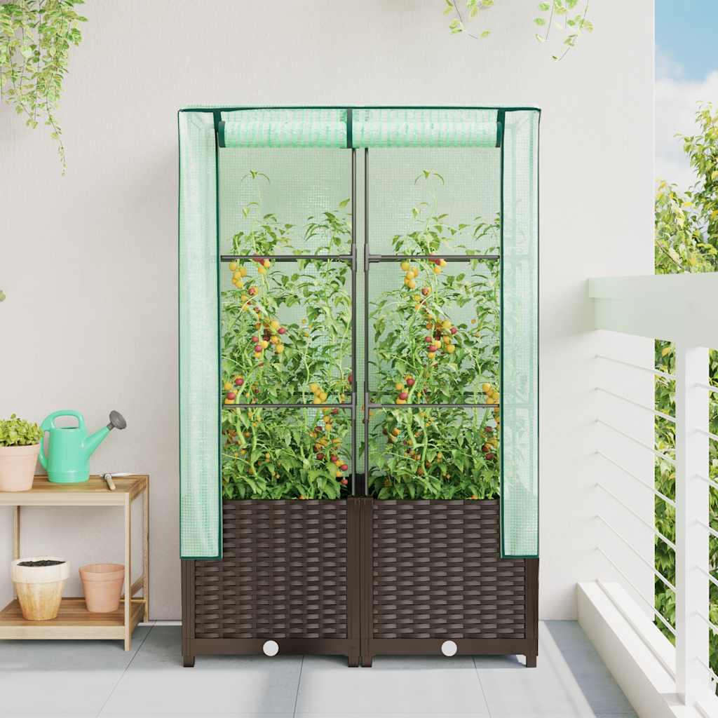Vidaxl plantenbak verhoogd met kashoes 80x40x138 cm rotanlook