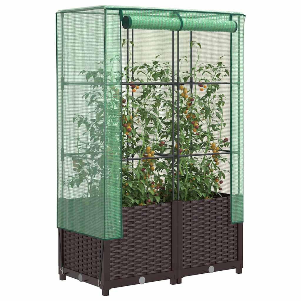 Vidaxl plantenbak verhoogd met kashoes 80x40x138 cm rotanlook