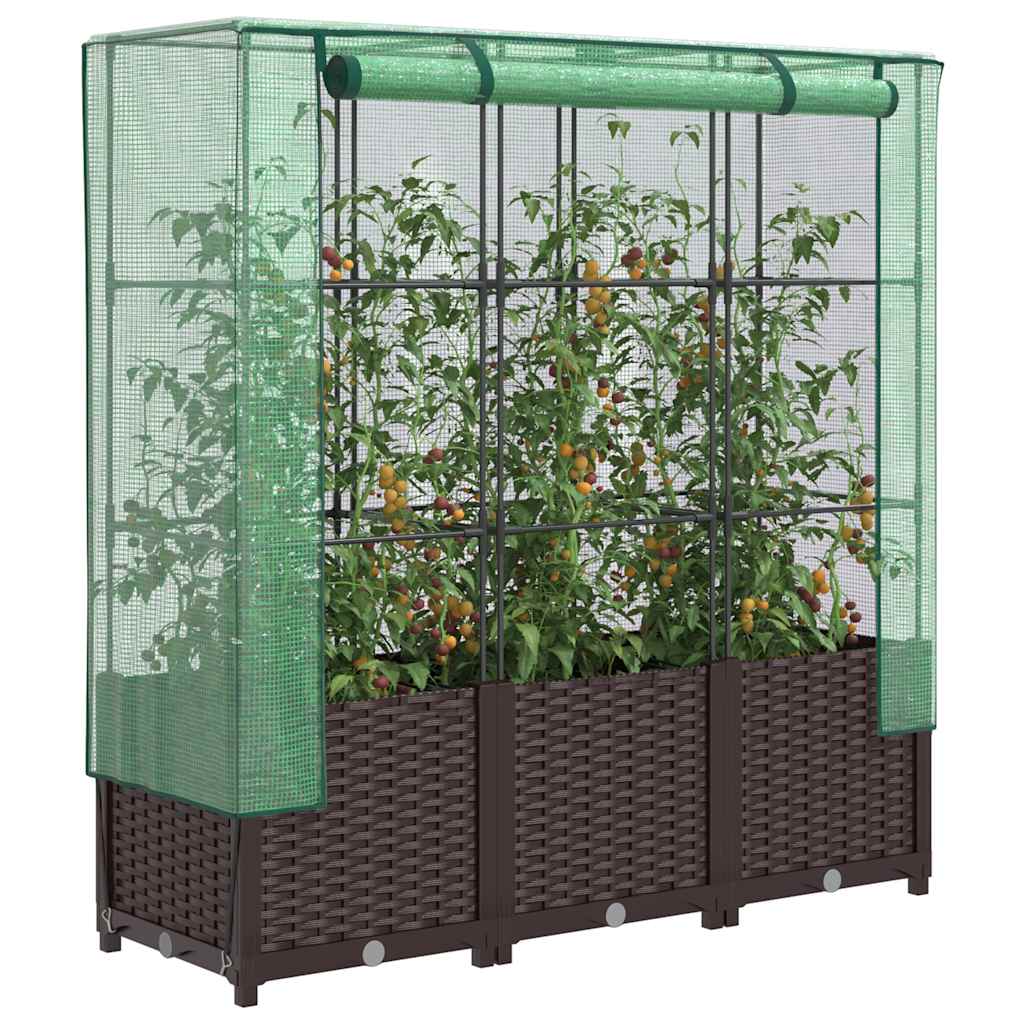 Vidaxl plantenbak verhoogd met kashoes 120x40x138 cm rotanlook