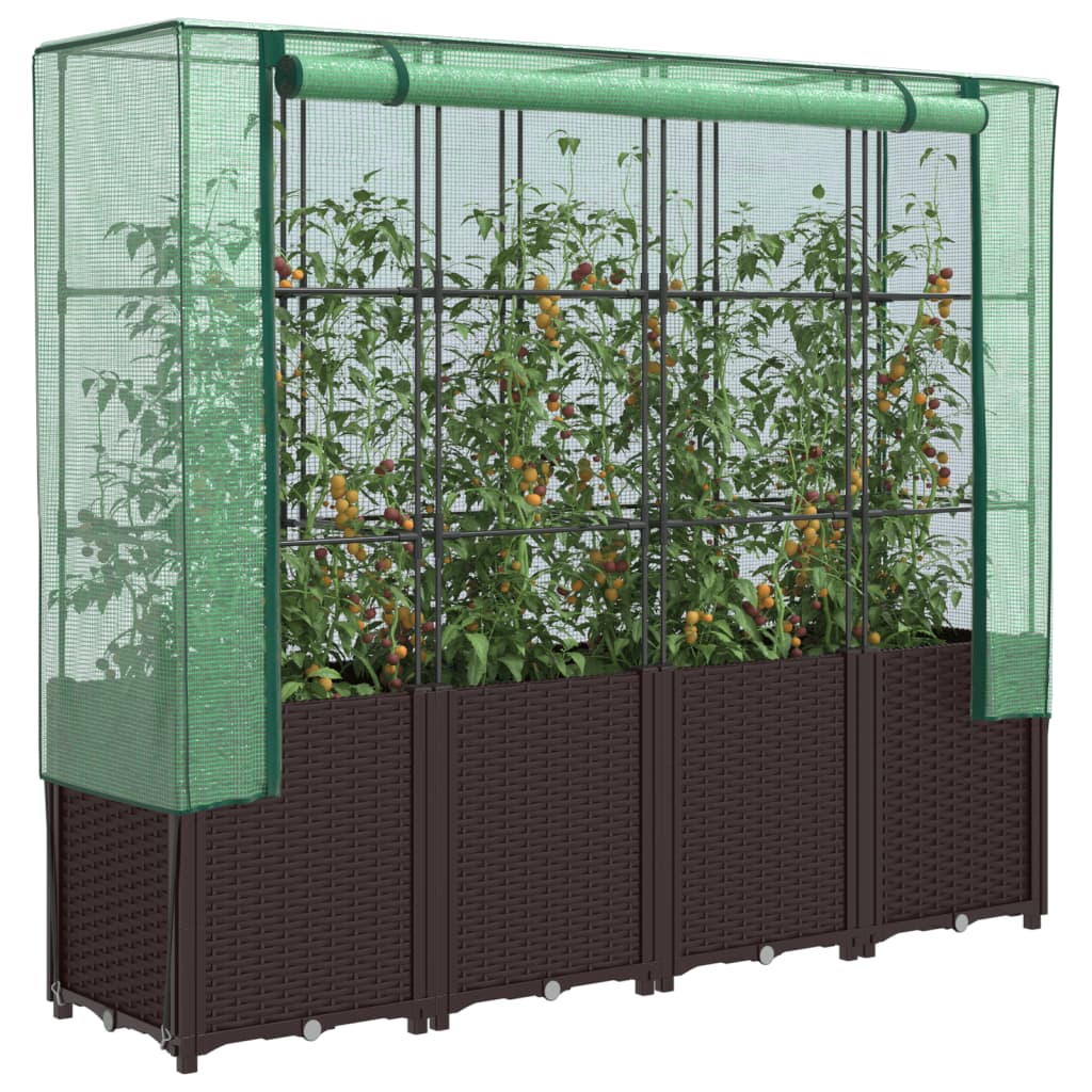 Vidaxl plantenbak verhoogd met kashoes 160x40x153 cm rotanlook