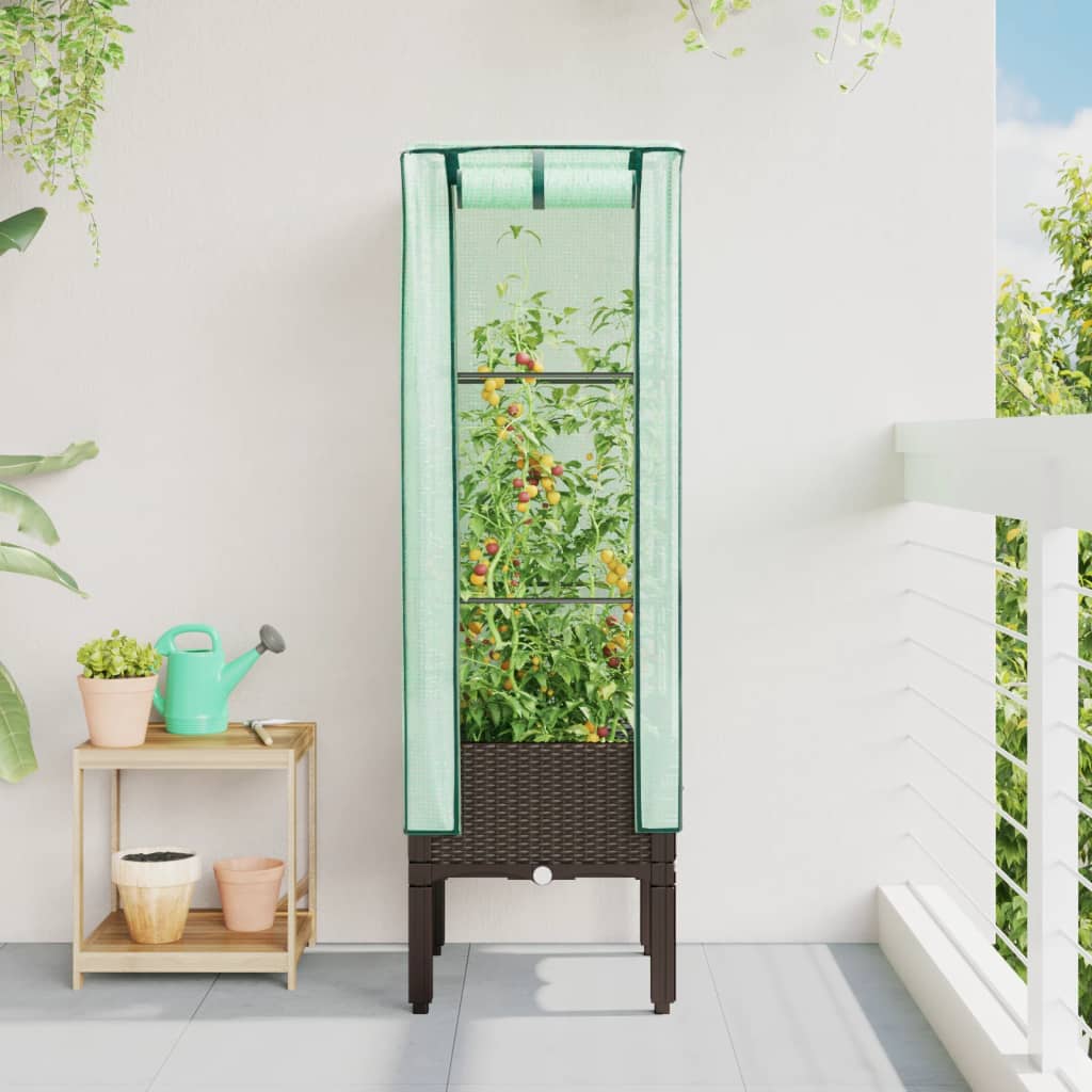 Vidaxl plantenbak verhoogd met kashoes 40x40x140 cm rotanlook
