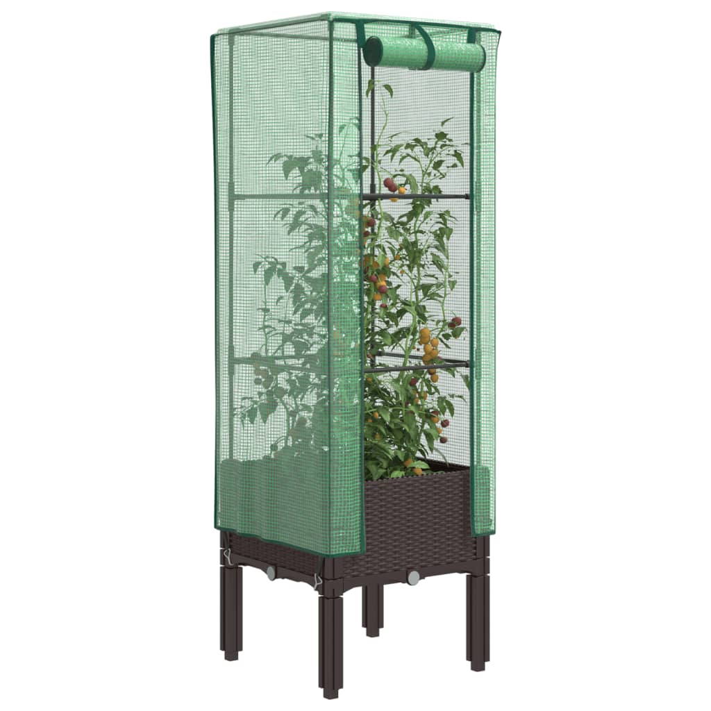 Vidaxl plantenbak verhoogd met kashoes 40x40x140 cm rotanlook