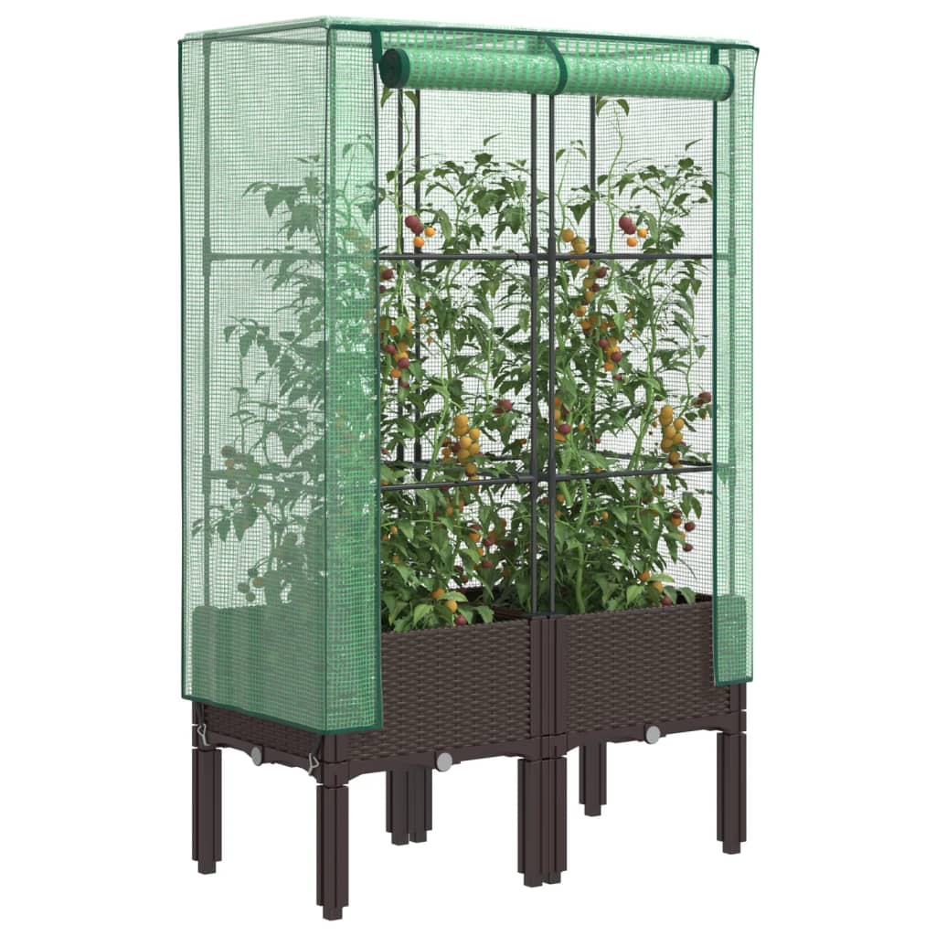 Vidaxl plantenbak verhoogd met kashoes 80x40x140 cm rotanlook