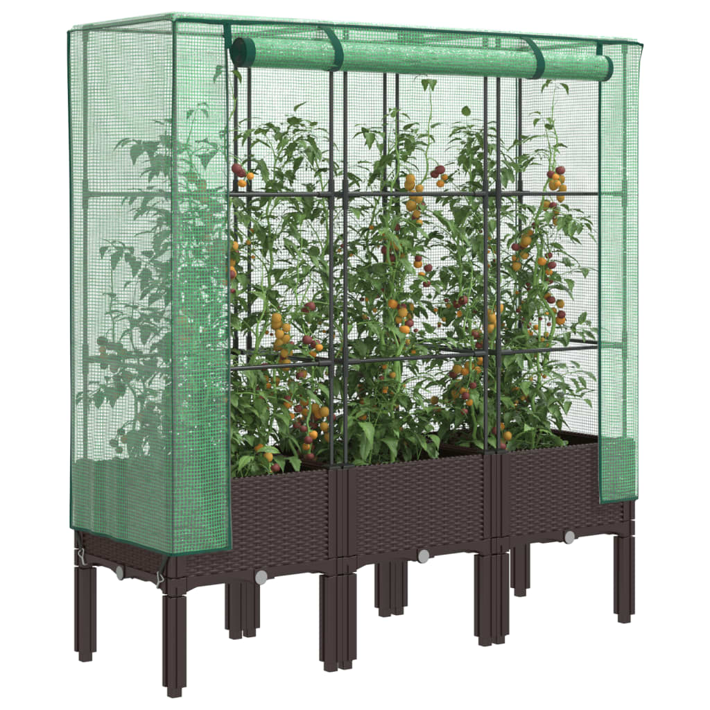 Vidaxl plantenbak verhoogd met kashoes 120x40x140 cm rotanlook
