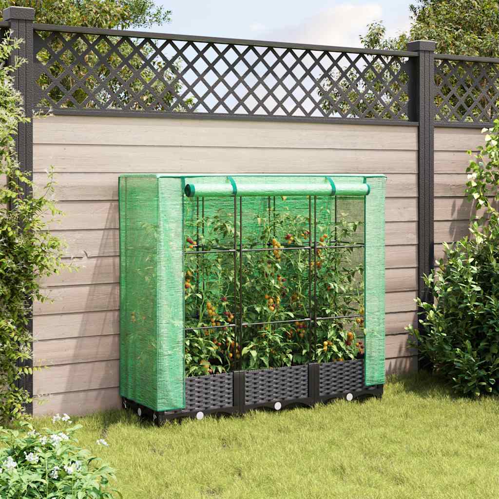 VidaXL Plantenbak verhoogd met kashoes 120x40x123 cm rotanlook