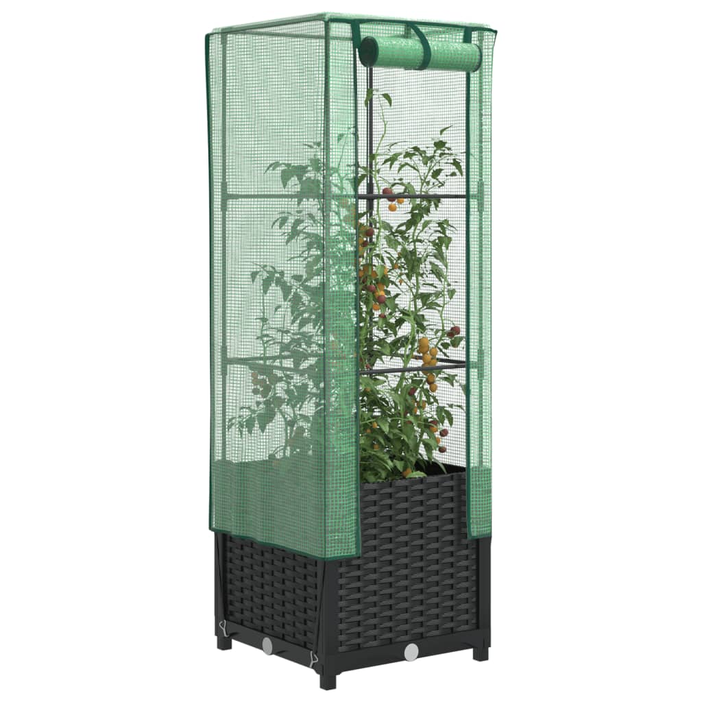 VidaXL Plantenbak verhoogd met kashoes 40x40x139 cm rotanlook