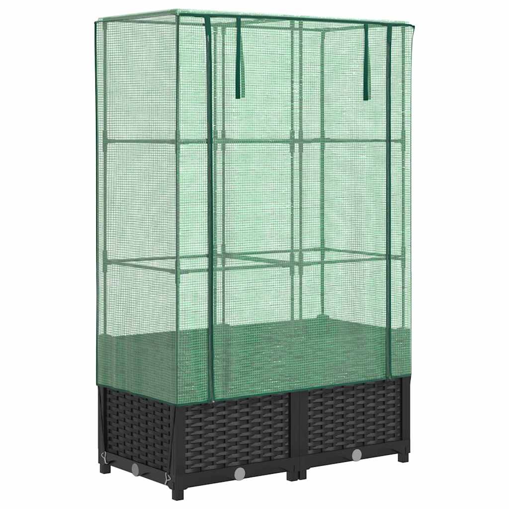 VidaXL Plantenbak verhoogd met kashoes 80x40x138 cm rotanlook