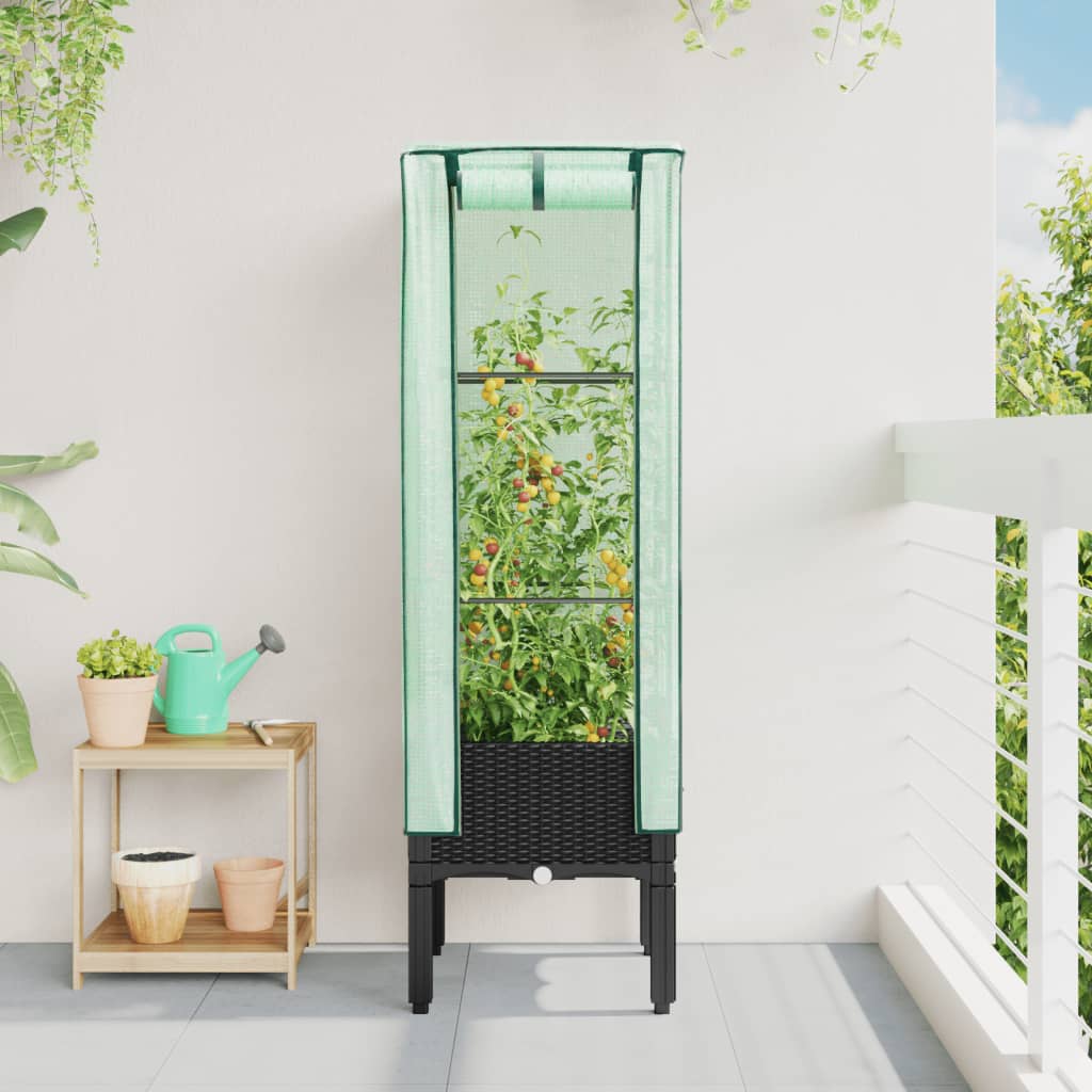 Vidaxl plantenbak verhoogd met kashoes 40x40x140 cm rotanlook