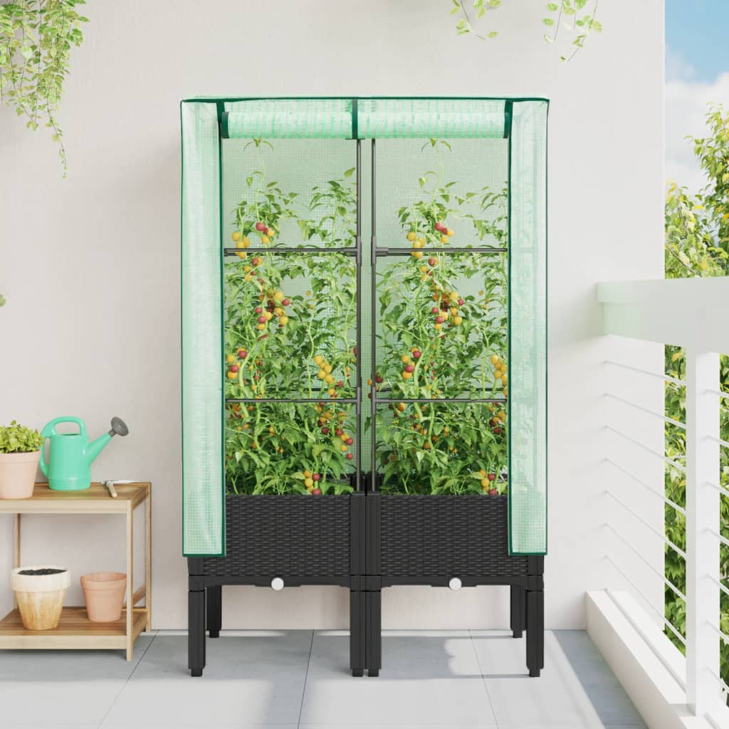 Vidaxl plantenbak verhoogd met kashoes 80x40x140 cm rotanlook