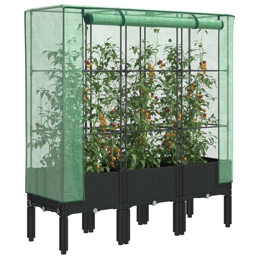 Vidaxl plantenbak verhoogd met kashoes 120x40x140 cm rotanlook