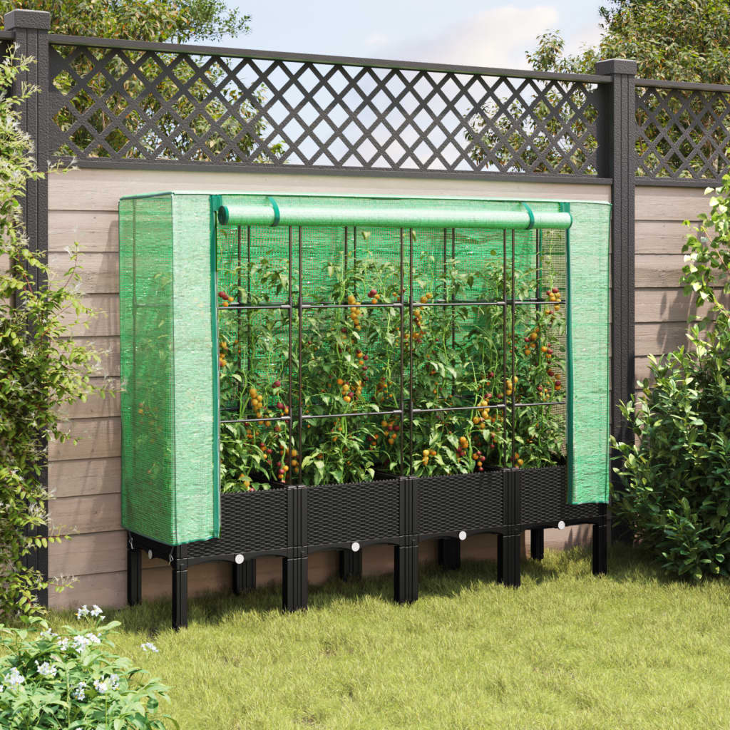 Vidaxl plantenbak verhoogd met kashoes 160x40x140 cm rotanlook