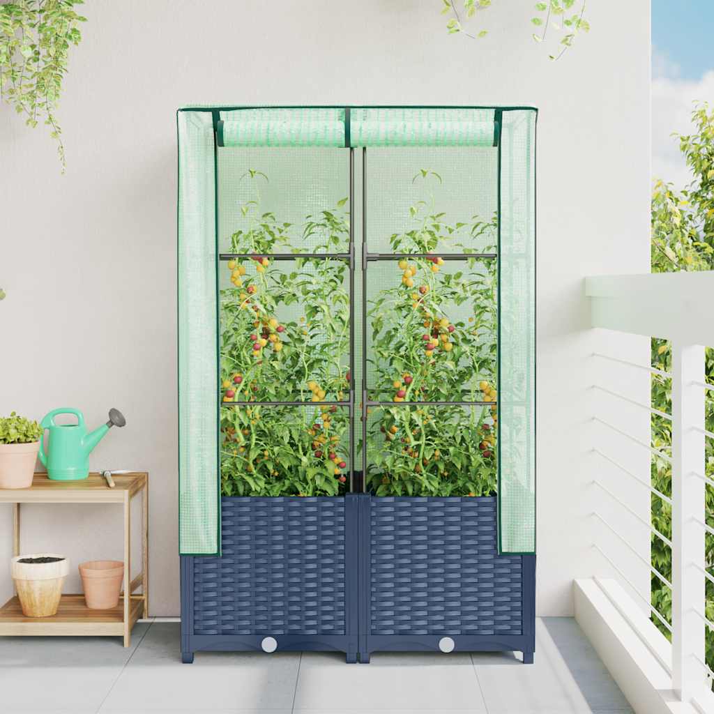VidaXL Plantenbak verhoogd met kashoes 80x40x138 cm rotanlook