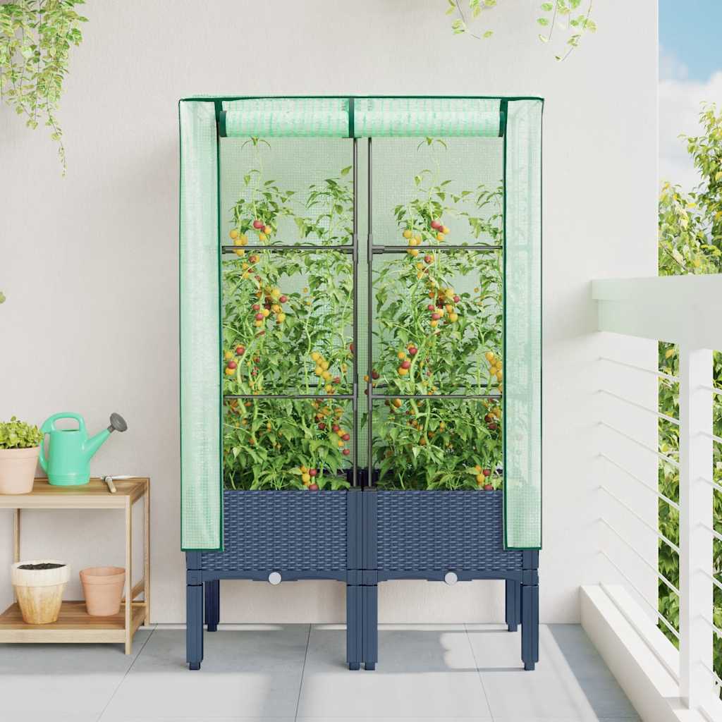 Vidaxl plantenbak verhoogd met kashoes 80x40x140 cm rotanlook