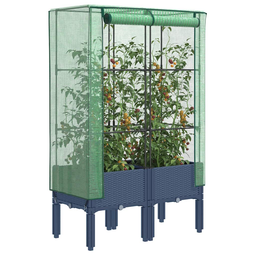 Vidaxl plantenbak verhoogd met kashoes 80x40x140 cm rotanlook