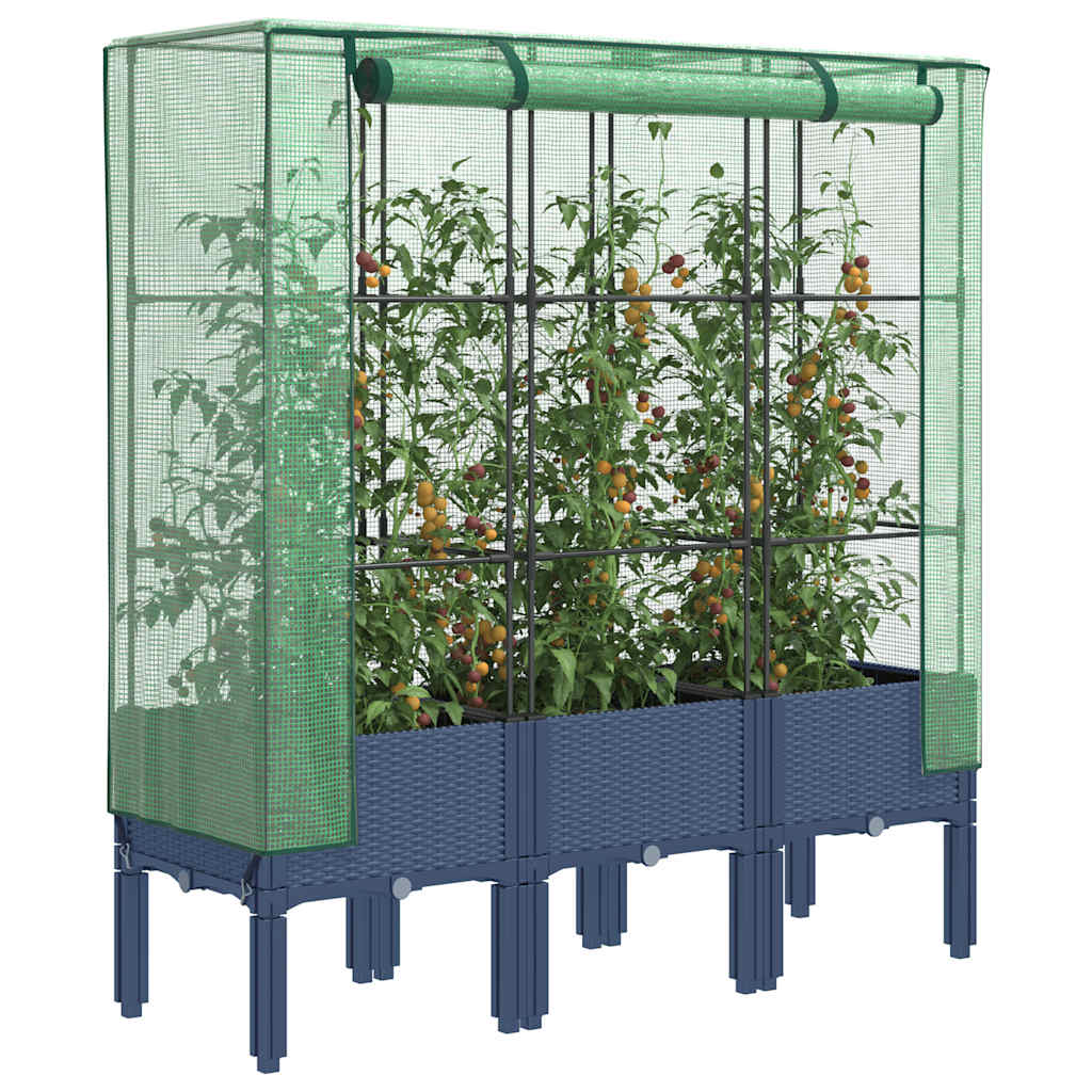 Vidaxl plantenbak verhoogd met kashoes 120x40x140 cm rotanlook